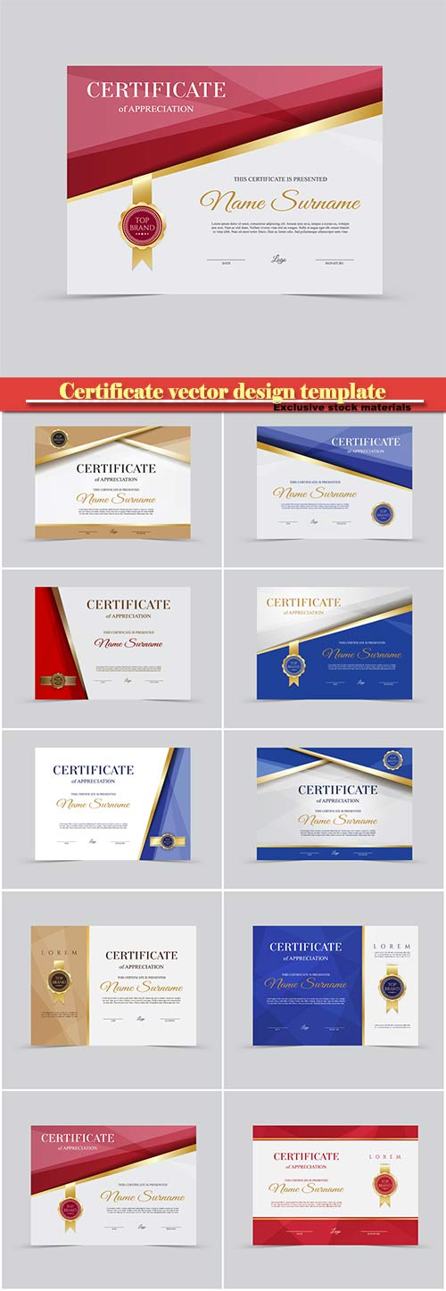 Certificate and vector diploma design template #11