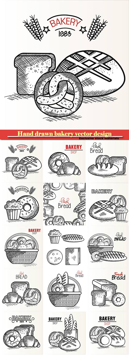 Hand drawn bakery vector design