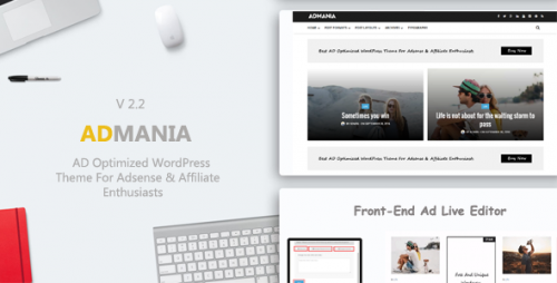 Download Nulled Admania v2.2 - Best AD Optimized WordPress Theme For Adsense product cover