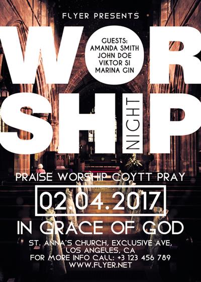 Premium A5 Flyer Template - Worship Night