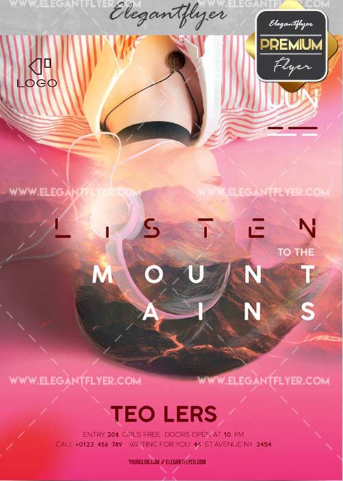 Listen to the Mountains V10 Flyer PSD Template + Facebook Cover