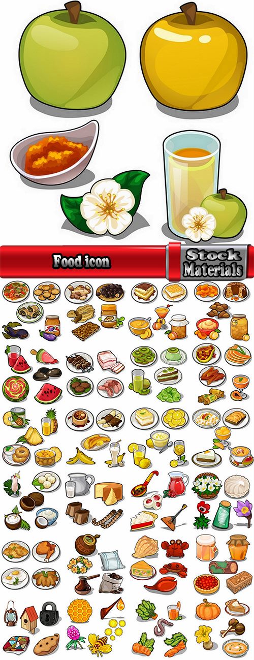 Food icon drawn drawing sweetness fruit vegetable ethnic set 25 EPS