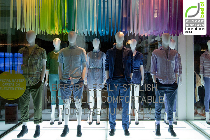 Стильное оформление витрин для магазина молодёжной моды uniqlo, весна 2014, лондон