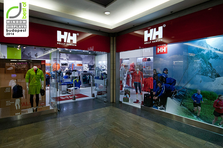 Стильное оформление витрин магазина спортивной одежды helly hansen, весна 2014, будапешт