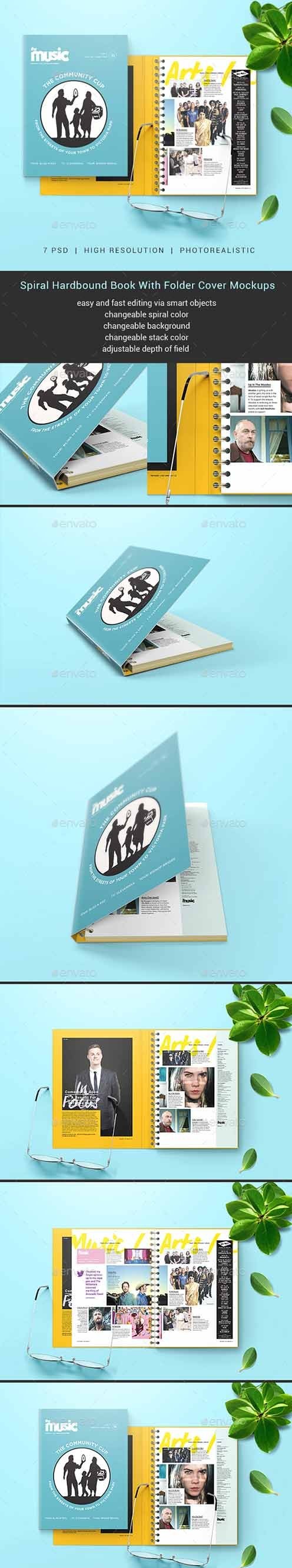 Spiral Hardbound Book With Folder Cover Mockups 20252024