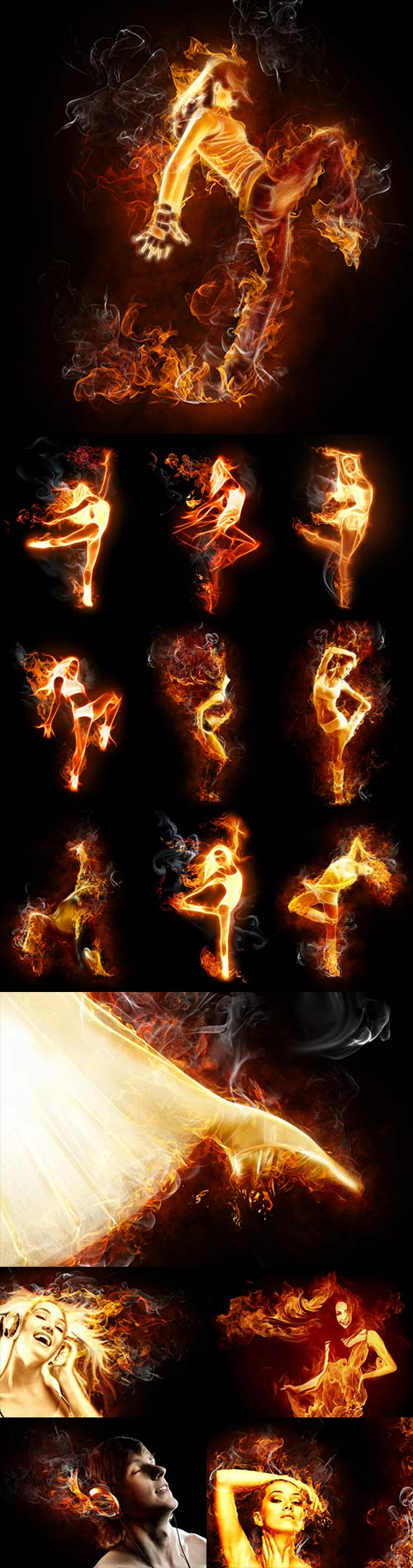 A fiery silhouette people
