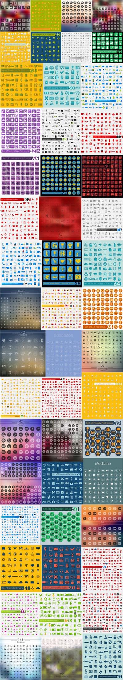 MEGA collection icons & stickers - 50 Set of EPS Vector