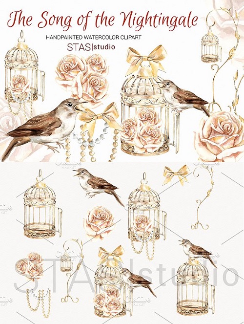 Gold Bird cage Clipart Nightingale 1585631