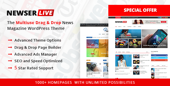 Nulled ThemeForest - Newser v1.0.5 - The Multiuse Drag and Drop News Magazine