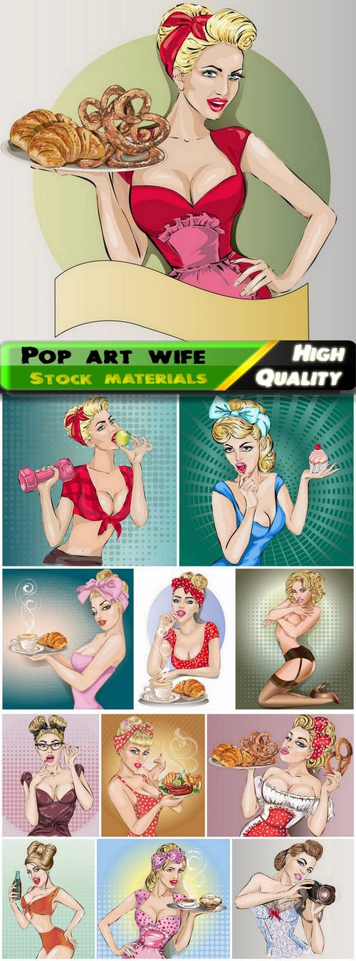 Pop art pin up style sexy wife and housekeeper 12 Eps
