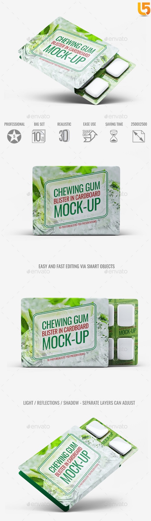 Chewing Gum Blister in Cardboard Mock-Up 20413007