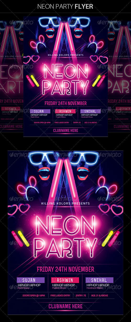Neon / Glow Party Flyer | 57 Mb