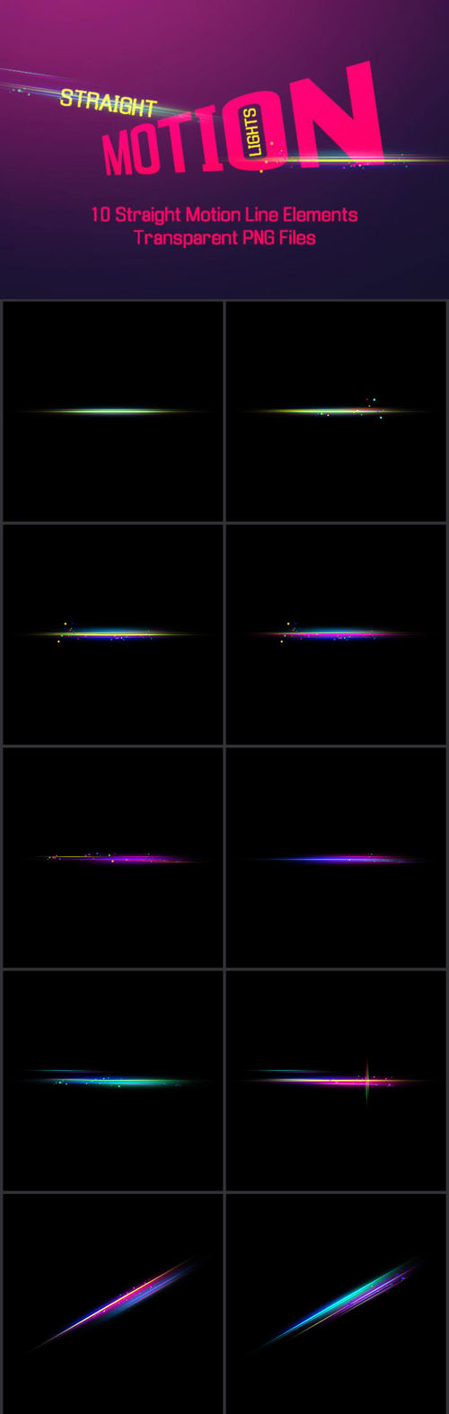 Straight Motion Lights [PNG/JPG] Elements (5K Resolution)