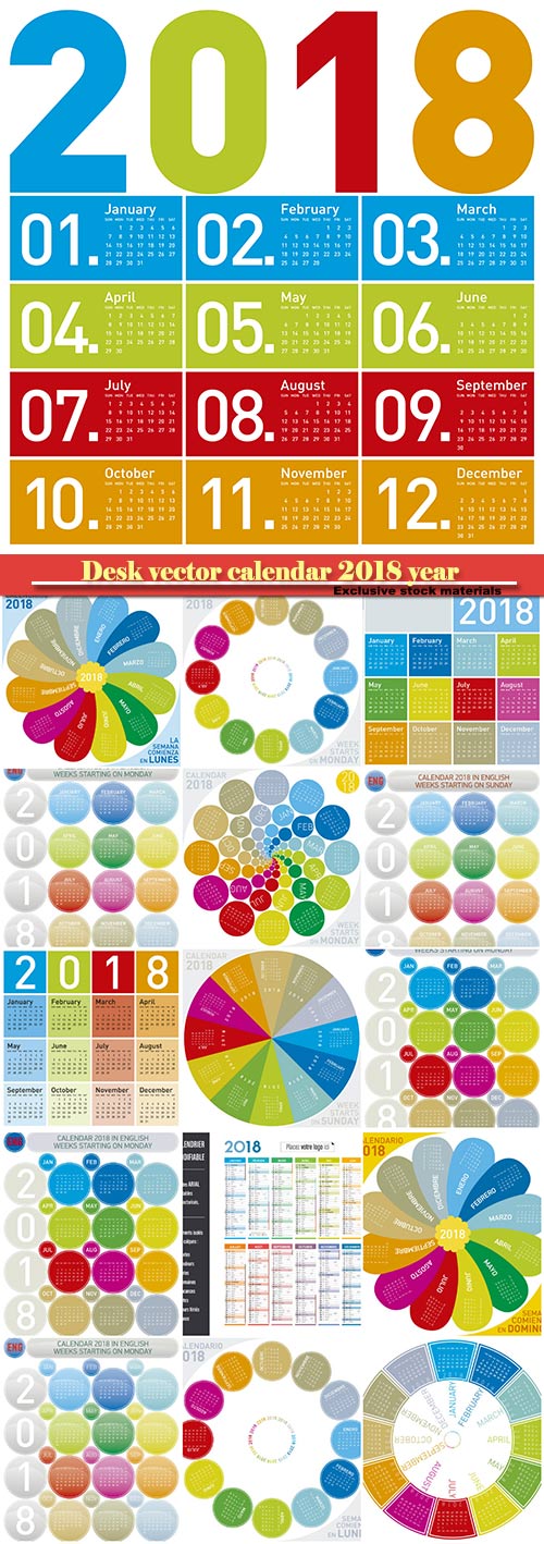 Desk vector calendar design templatefor 2018 year # 5