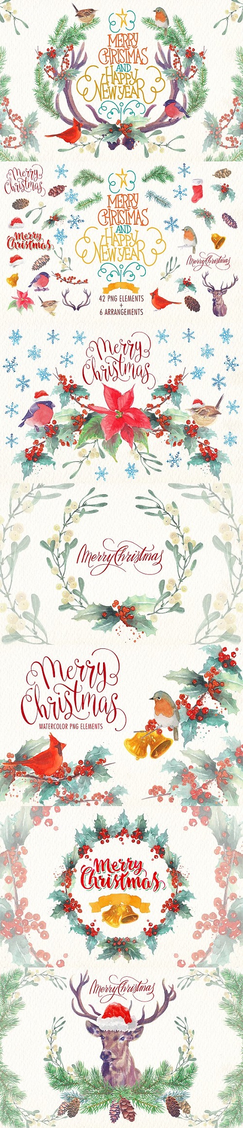 Watercolor christmas png elements 1949984