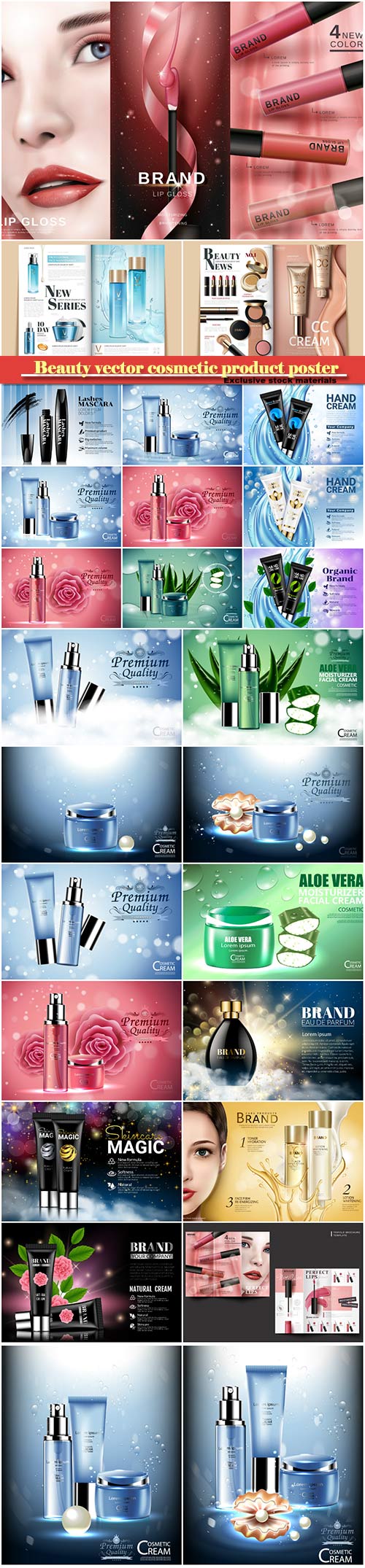 Beauty vector cosmetic product poster