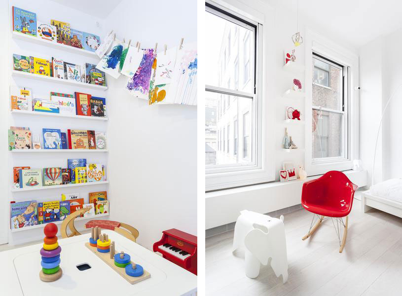 Великолепный дизайн интерьера и отделка белоснежных стен лофт-квартиры в минималистском стиле в манхэттене, нью-йорк, сша.