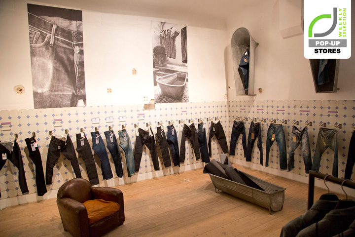 Стильный дизайн и витрины джинсового магазина марок denham, edwin и nudie jeans