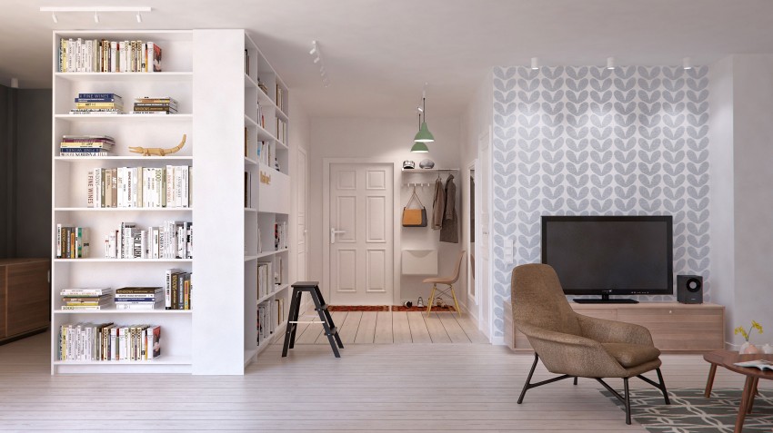 Эклектичный минимализм в стильной квартире для молодой пары, санкт-петербург, россия