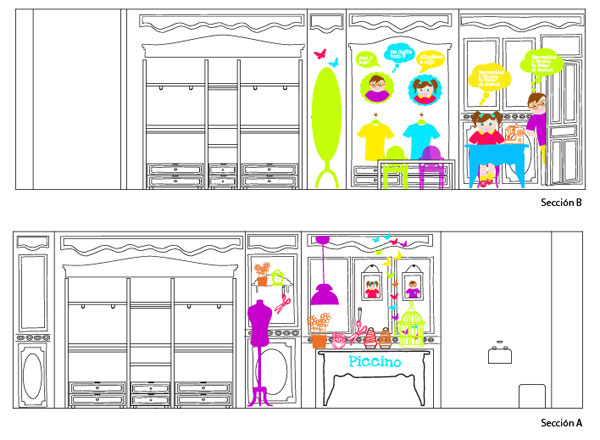Яркий и красочный дизайн детского магазина piccino