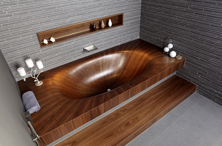 Природная роскошь от alegna: деревянная ванна в интерьере