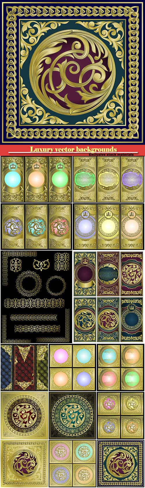 Luxury vector backgrounds and banners with gold decor