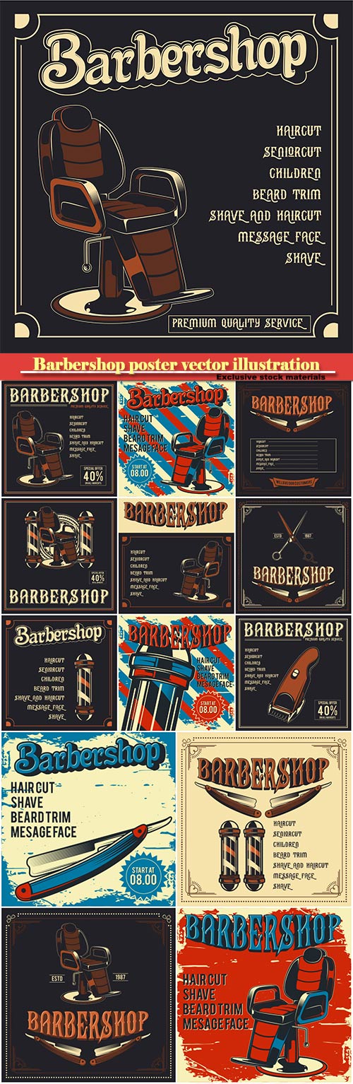 Barbershop poster vector illustration